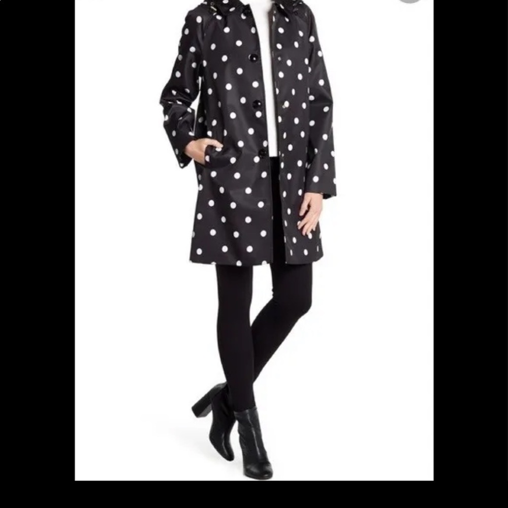 Kate Spade NY PatternedRain Coat Color Black Multi Size X-Small